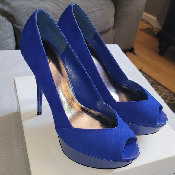 Bakers Shoes - BAKERS Shoes Style Eryn Blue Platform Pumps